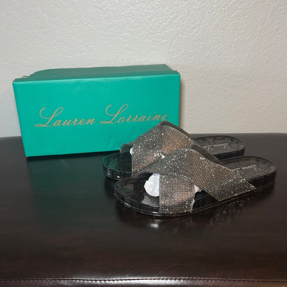 Lauren Lorraine Glittering Silver Jelly Sandals - Picture 2 of 7